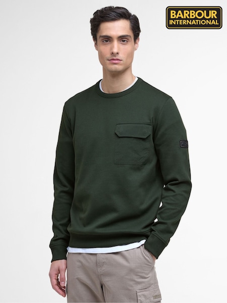 Barbour® International Green Interlock Crew Neck Sweatshirt (H16116) | 495 QAR