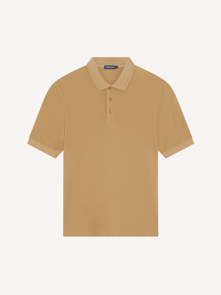 Frescobol Carioca Natural Horacio Linen Blend Piquet Short Sleeve Polo Shirt (H16219) | AED961