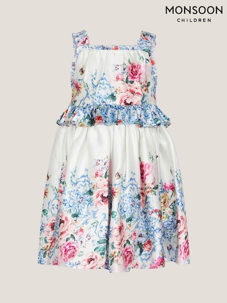 Monsoon Natural Baby Rose Floral Satin Dress (H16231) | €45 - €48