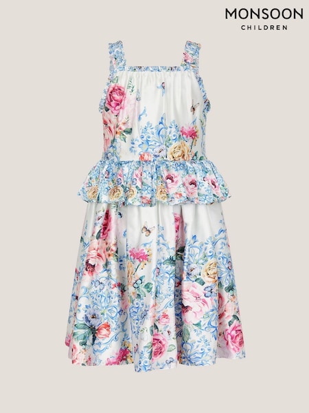 Monsoon Natural Rose Floral Satin Dress (H16232) | AED298 - AED327