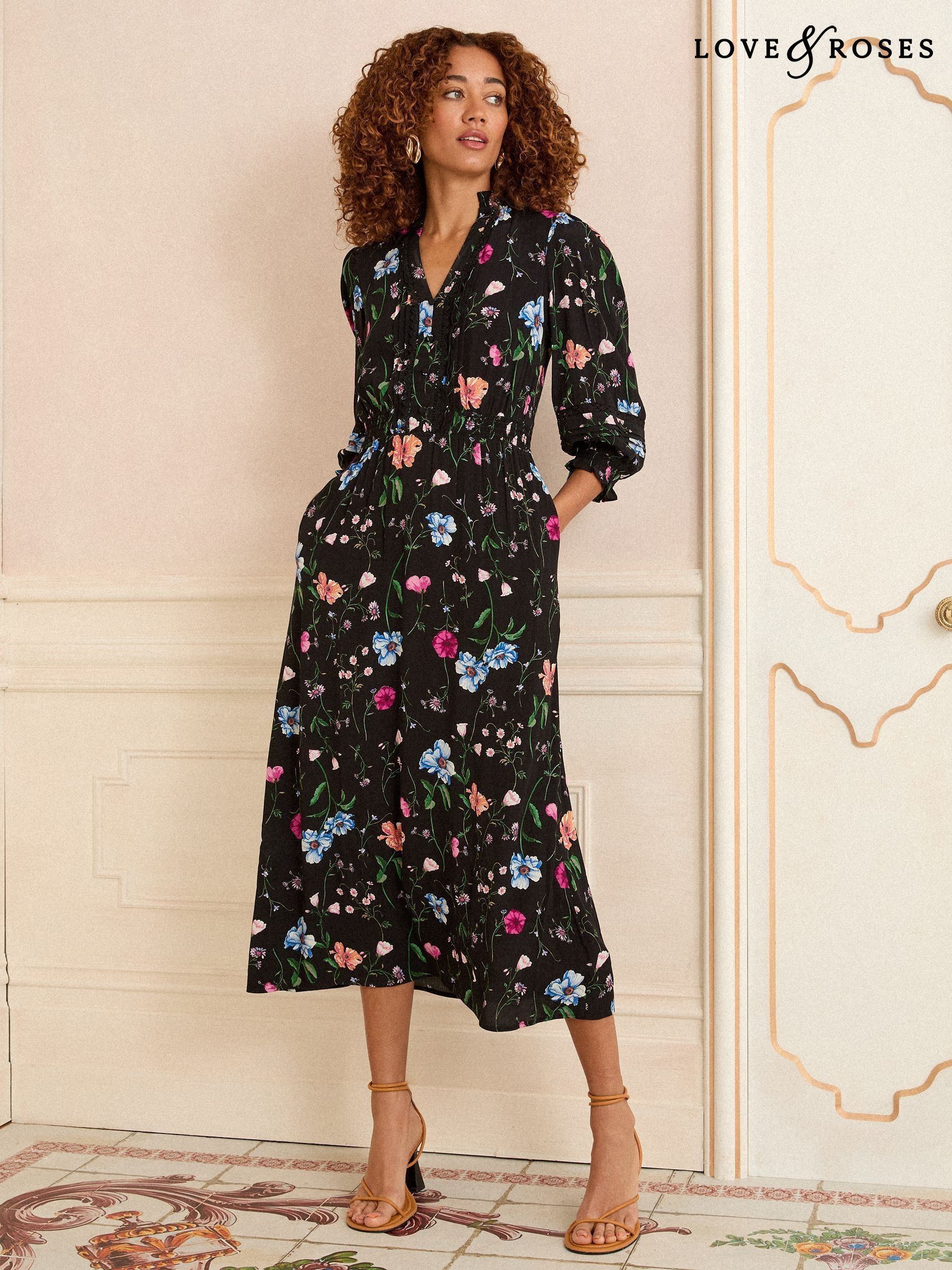 【Love & Roses】【日本未入荷】青 半袖 ノッチネック ワンピ Love & Roses | Next Japan