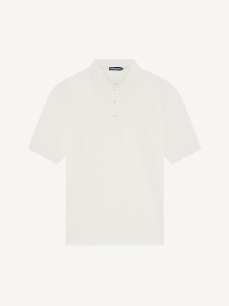 Frescobol Carioca White Horacio Linen Blend Piquet Short Sleeve Polo Shirt (H16238) | AED961