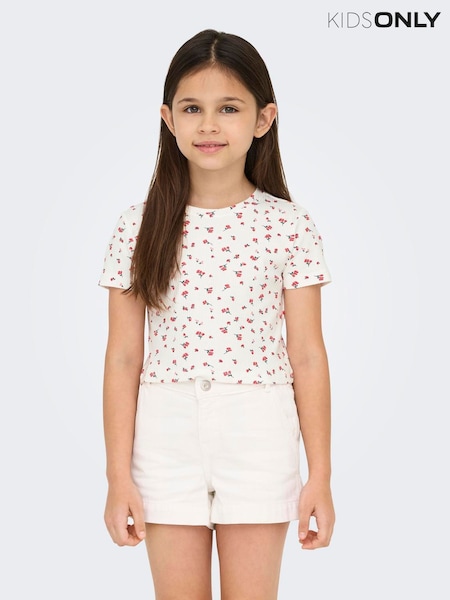 ONLY KIDS Red Short Sleeve Floral Printed T-Shirt (H16366) | 89 LEI