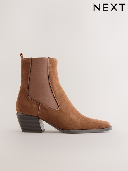 Tan Brown Standard/Wide Fit Chelsea Style Western Cowboy Boots (H16371) | €43