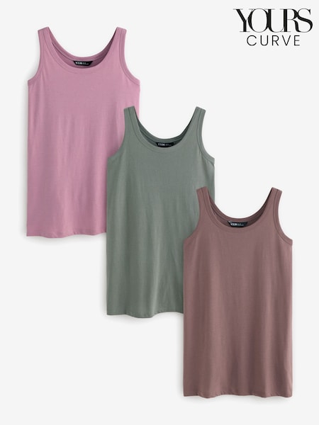 Yours Curve Pink Core Vests 3 Pack (H16532) | €43