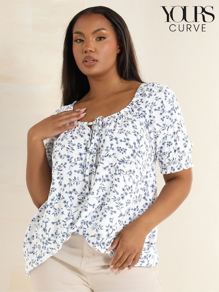 Yours Curve Blue Boho Top (H16546) | €44