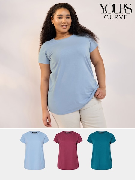 Yours Curve Red Core T-Shirts 3 Pack (H16547) | ₪141