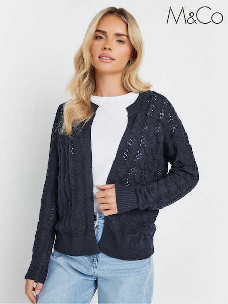 Blau - M&Co Petite Pointelle Wavy Cardigan (H16548) | 51 €