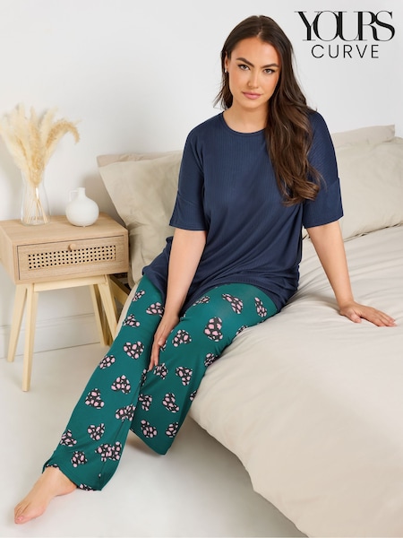 Albastru - Yours Curve Ribbed Sleep Top (H16551) | 149 LEI