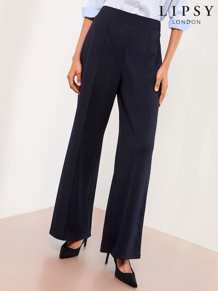 Lipsy Navy High Waist Wide Leg Trousers (H16612) | €45