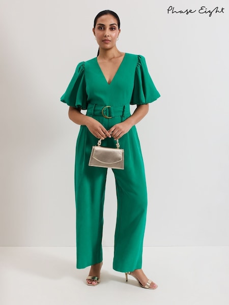 Phase Eight Green Petite Margot Puff Jumpsuit (H16642) | €190
