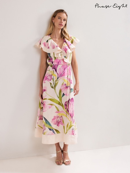 Phase Eight White Petite Matilda Floral Print Dress (H16648) | 886 QAR