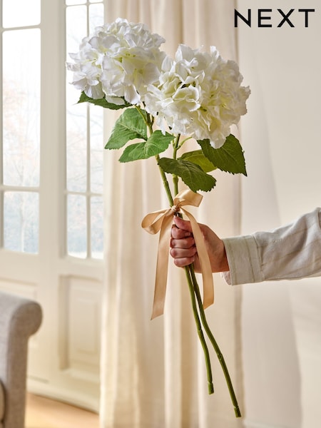 White Artificial Hydrangea (2 Stems) (H16659) | AED74