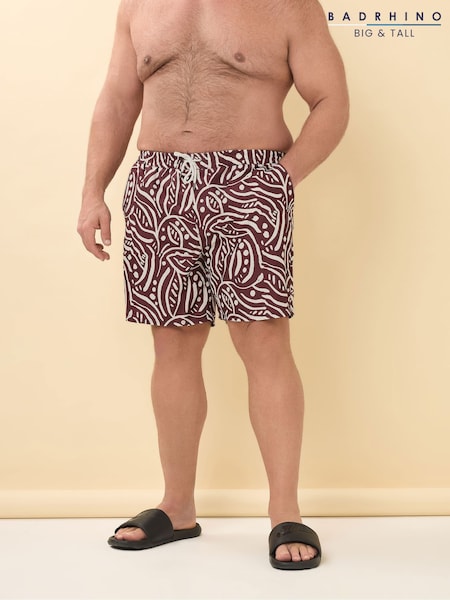 BadRhino Big & Tall Purple Abstract Print Swim Shorts (H16663) | SGD 50