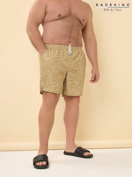 BadRhino Big & Tall Brown Halle Abstract Swim Shorts (H16671) | SGD 50
