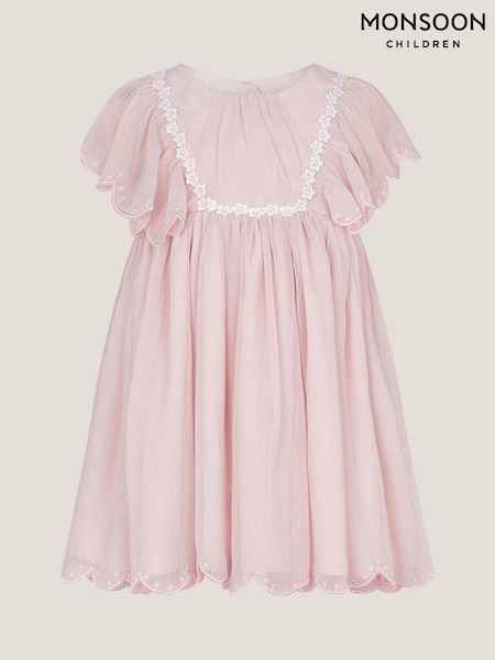 Monsoon Pink Baby Summer Flutter Sleeve Scallop Dress (H16682) | kr428 - kr457