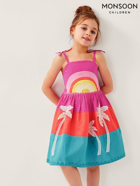 Monsoon Orange Sunset Embroidered Sundress (H16688) | ₪171 - ₪196