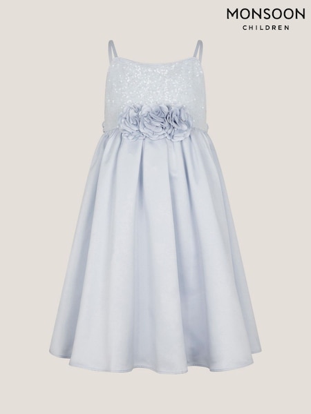 Monsoon Blue Orelia Strappy Sequin Satin Dress (H16703) | 272 QAR