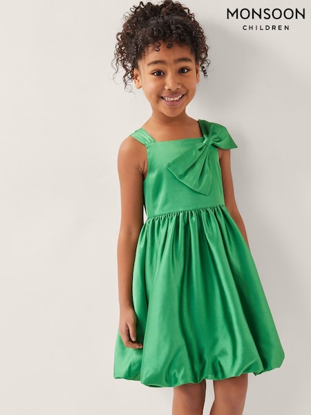 Monsoon Green Freya Bow Strap Satin Party Dress (H16707) | kr571 - kr628