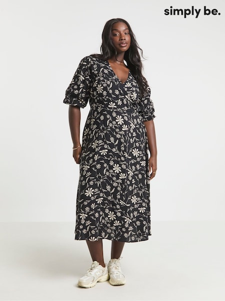 Simply Be Black Wrap Dress (H16859) | €55
