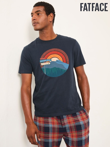 FatFace Navy Alpine Sunset Graphic T-Shirt (H16883) | 139 QAR
