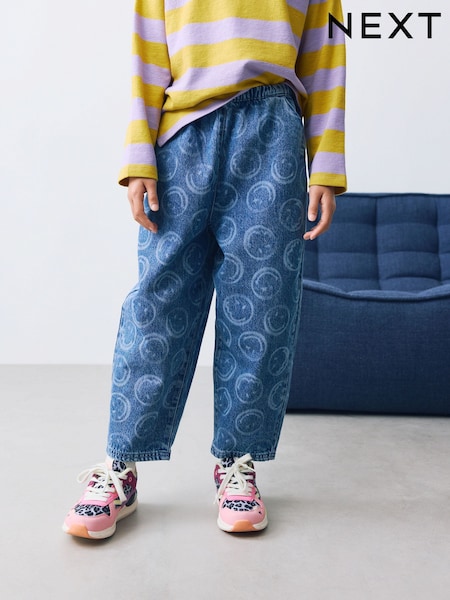 Mid Blue SmileyWorld® Pullon Barrel Jeans (3-16yrs) (H16898) | €31 - €37