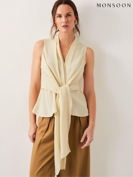 Monsoon Natural Jasmine Tie-Front Tank Top (H16927) | €86