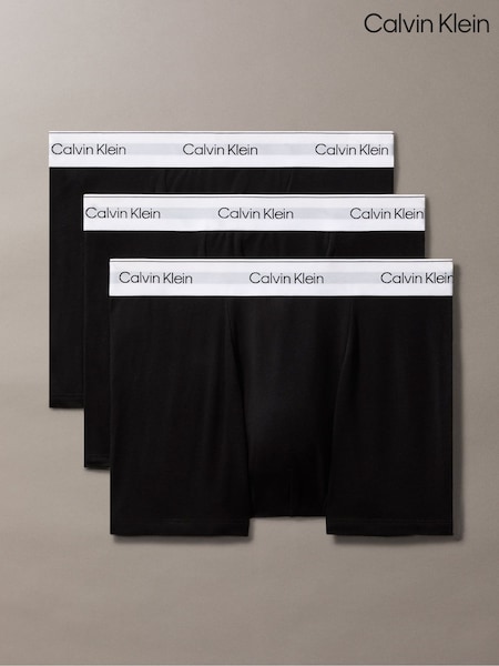 Negru - Calvin Klein Calvin Klein 3 Pack Boxers Trunks - Icon Cotton Stretch (H16946) | 328 LEI