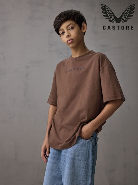 Castore Brown Oversized Short Sleeve Cotton T-Shirt (H17085) | 79 QAR - 99 QAR