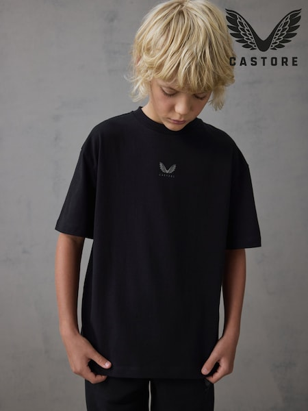 Castore Black Oversized Short Sleeve Cotton T-Shirt (H17087) | AED105 - AED128