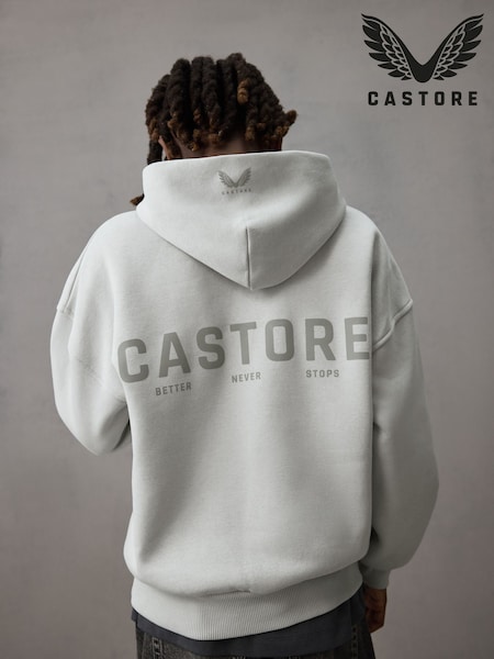 Castore Light Grey Logo Oversized Heavyweight Cotton Hoodie (H17090) | €37 - €43
