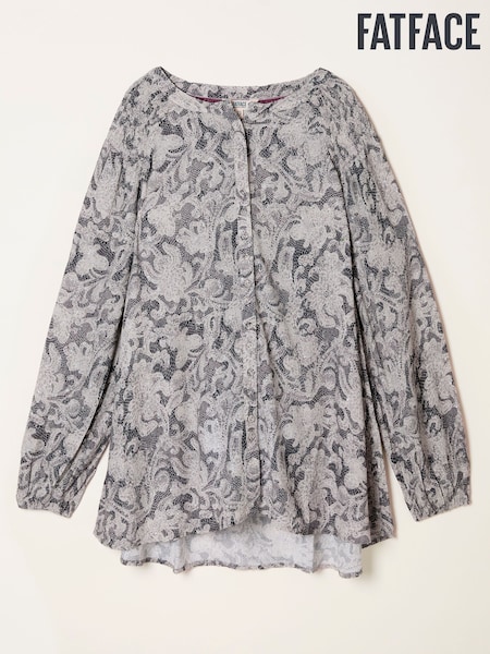 FatFace Faye Charcoal Grey Decorative Floral Tunic (H17092) | €68.50