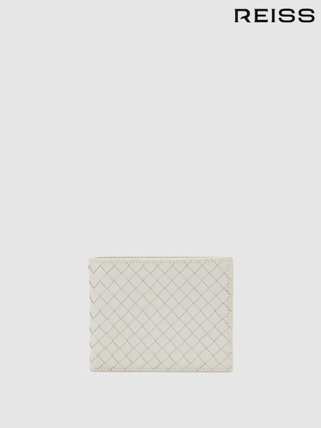 Reiss Off White Quincy Leather Woven Billfold Wallet (H17108) | kr1 279