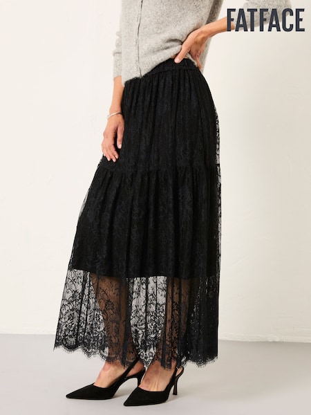 FatFace Annie Black Lace Midi Skirt (H17140) | €102