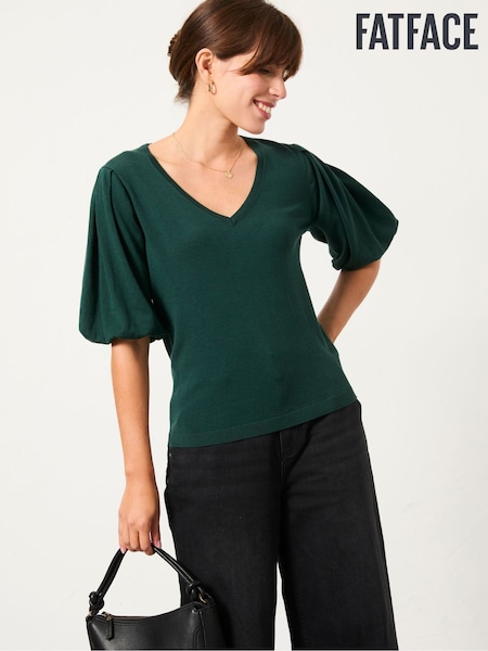FatFace Vienna Jade Green Knitted Top (H17151) | AED280