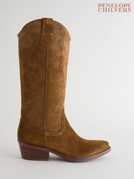 Penelope Chilvers Goldie Cordoban Suede Brown Boots (H17201) | AED2,032