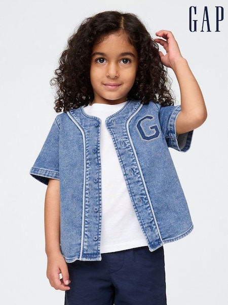 Gap Blue Denim Logo Baseball Jersey Shirt (6mths-5yrs) (H17266) | €33