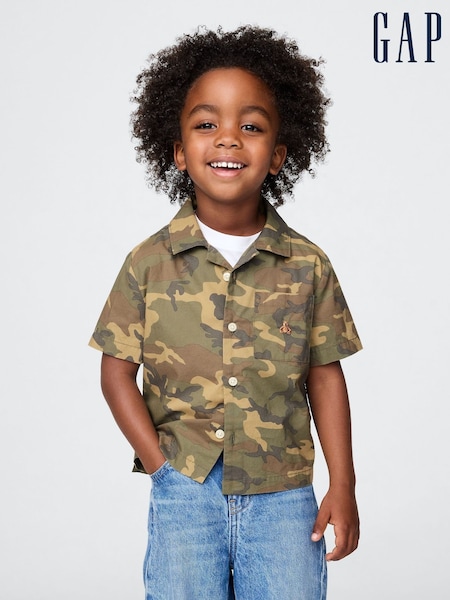 Gap Green Camo Brannan Bear Cabana Short Sleeve Shirt (6mths-5yrs) (H17273) | €26
