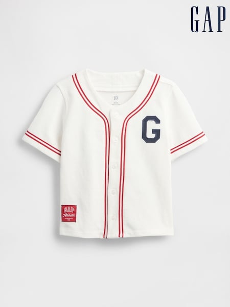 Gap White Logo Baseball Jersey Shirt (6mths-5yrs) (H17280) | €24