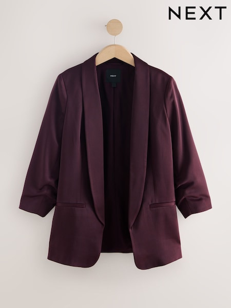 Rojo baya - Satin Relaxed Ruched Sleeve Blazer (H17347) | 56 €