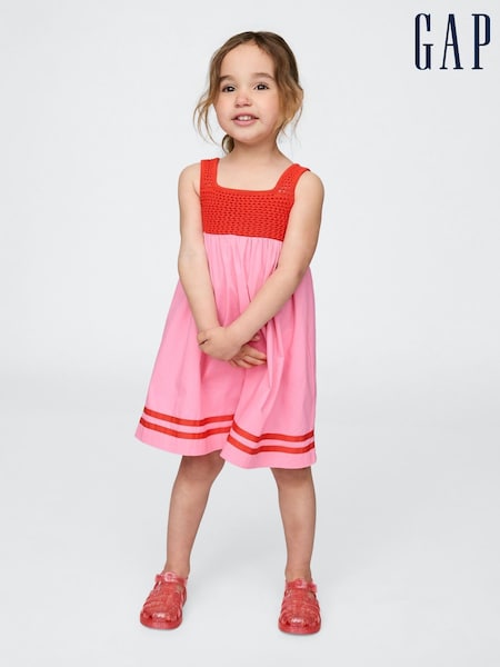 Roz/Roșu - Gap Crochet-Yoke Dress (6mths-5yrs) (H17365) | 223 LEI