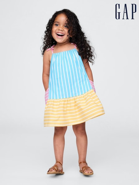 Gap Blue/Orange Stripe Poplin Mixed Stripe Dress(6mths-5yrs) (H17368) | €36