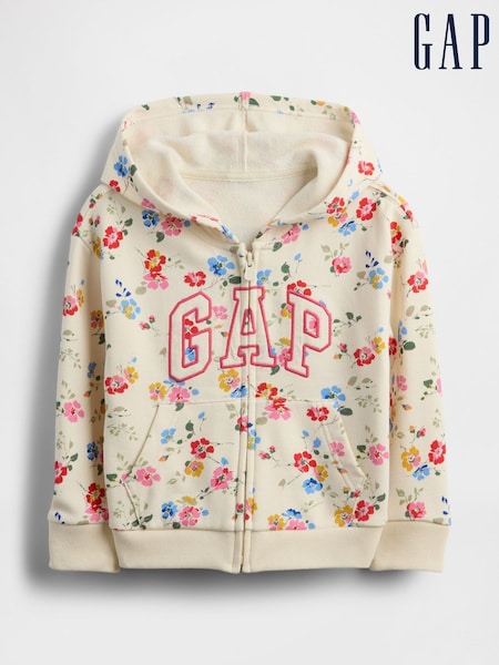 Beige - Gap Fleecefôret Hettegenser med glidelås65og logo (0-1 år) (H17369) | kr286