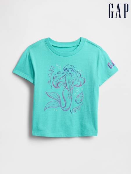 Gap Aqua Blue Ariel Disney Graphic Short Sleeve T-Shirt (6mths-5yrs) (H17374) | €20