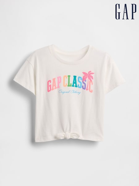 Gap White Relaxed Knot-Tie Graphic Short Sleeve T-Shirt (6mths-5yrs) (H17375) | €20