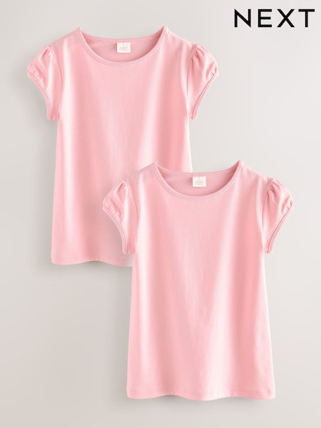 Pink Puff Sleeve T-Shirts 2 Pack (3-16yrs) (H17517) | AED25 - AED51