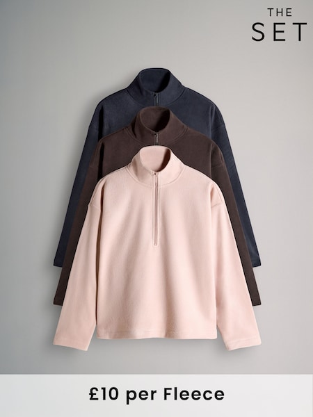 The Set Multi 3 Pack Quater Zip Microfleece Jumpers (H17538) | R$ 295