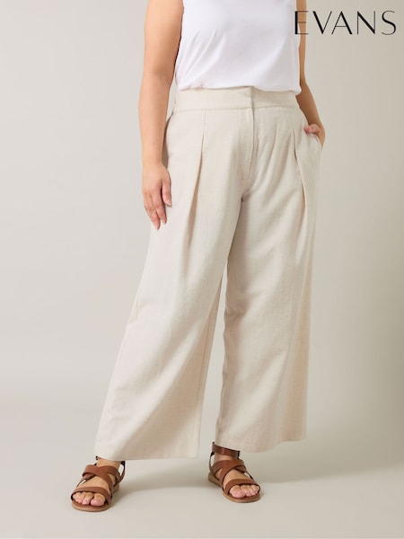 Evans Natural Wide Leg Trousers Containing Linen (H17544) | €52