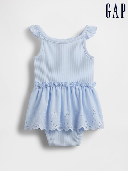 Gap Blue Eyelet Ribbed Knit Dress (Newborn-24mths) (H17556) | kr314