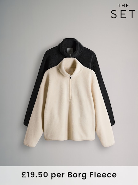 The Set 2 Pack Quarter Zip Funnel Neck Borg Fleece (H17561) | R$ 385